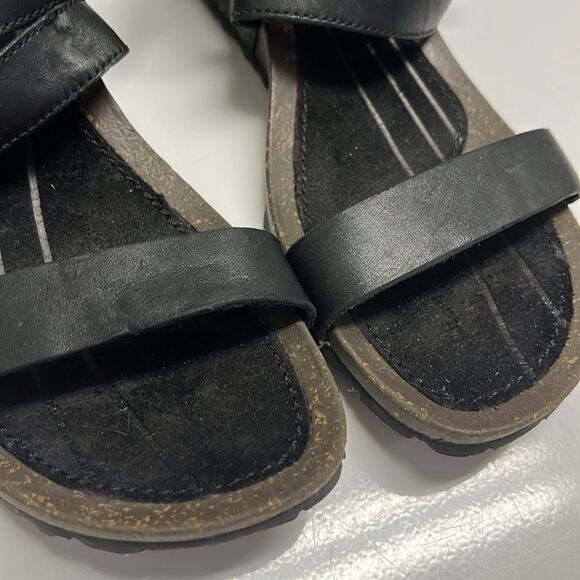 Teva Black Criss Cross Cork Strappy Sandals with Hoop and Loop Closure- Size 9.5 - Picture 6 of 12